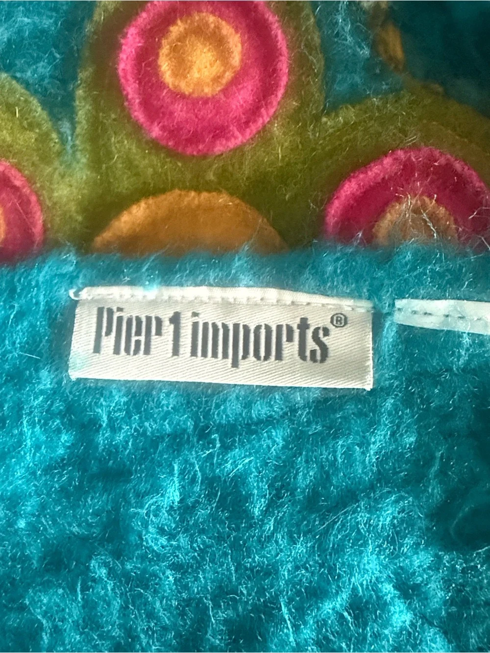 Teal Floral Embroidered Throw Blanket by Pier 1